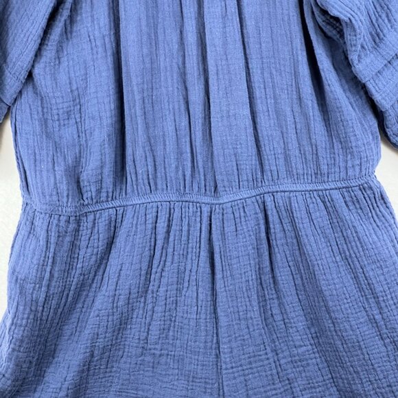 Knox Rose Womens Navy Blue Gauze V-Neck Romper Shorts Size L Puff Sleeve - Picture 6 of 16